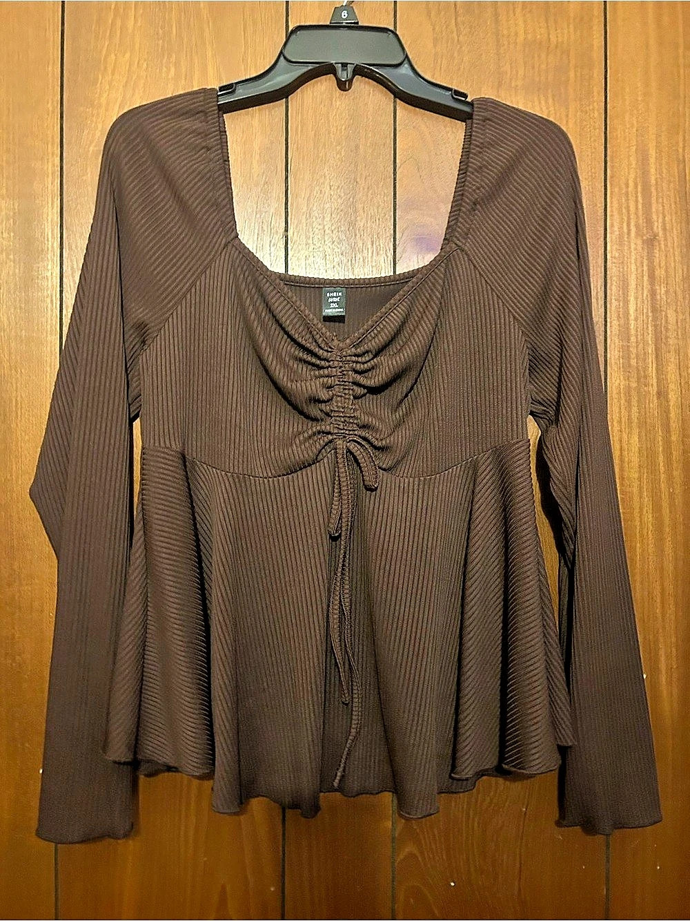 SHEIN Curve Ribbed Long Sleeve